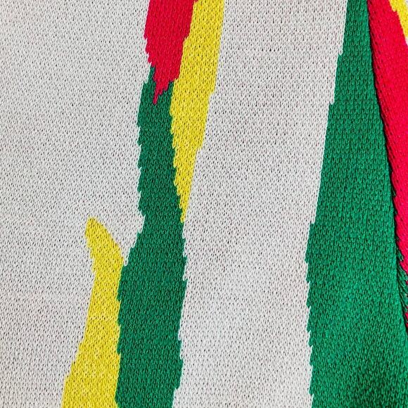 Pink Green White Yellow Tropical Knit Shorts Small - Picture 2 of 5